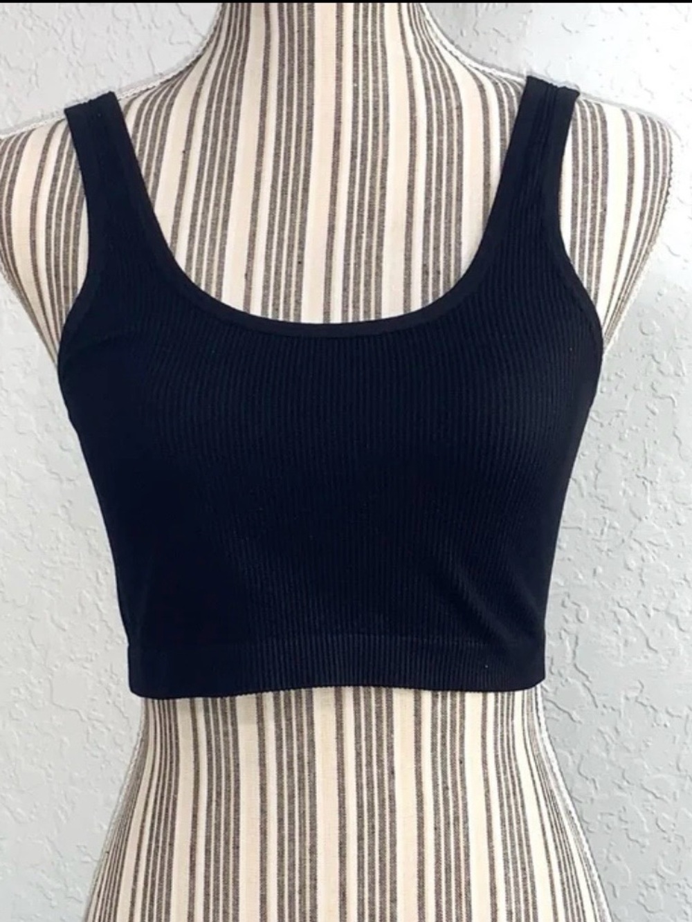 Colsie Crop Tank Girls XL Black Ribbed Layering Casual